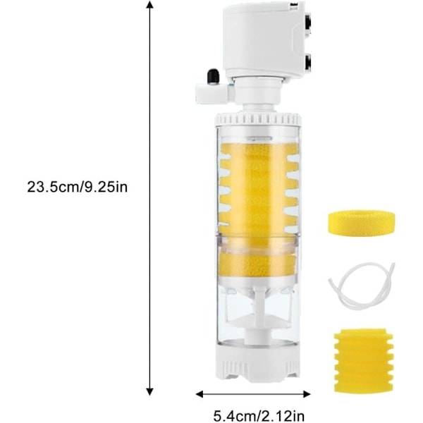 10W Akvariefilter - Akvariefilterpumpe til lille akvarium, filter til akvarium af en gallon, filterpatron til akvariefisketank, udskiftning