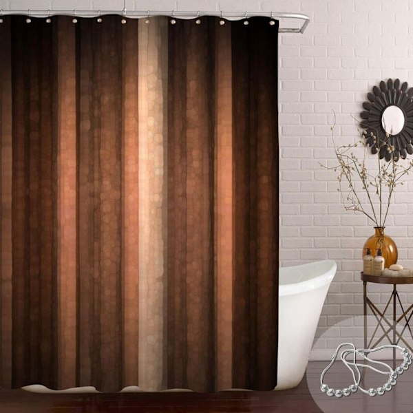 Brun, kopparorange och blek persika randigt duschdraperi, abstrakt, fräsch höstglasstruktur, vintage ombre-design, vattentätt tyg badrum C
