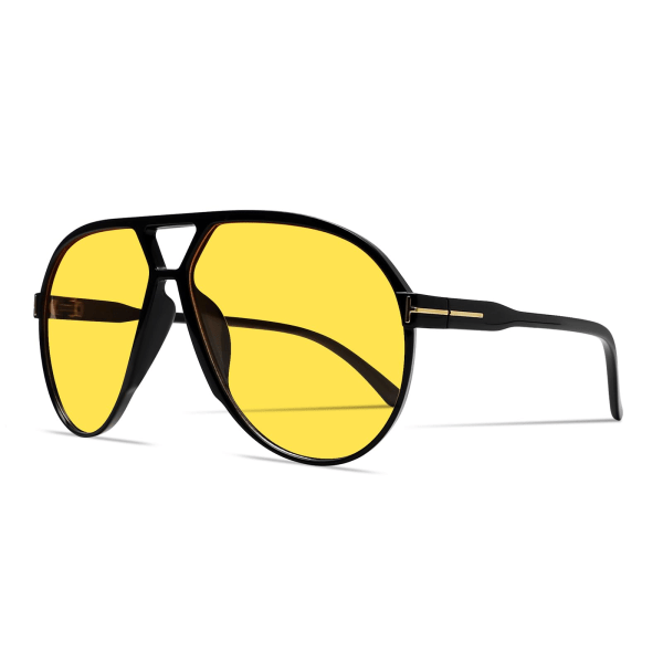 Vintage Aviator solglasögon för män och kvinnor Oversized klassiska 70-tals retromode Anti-tangle fyrkantiga Aviator solglasögon Black frame full gray film