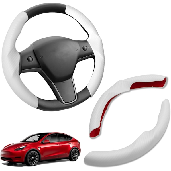 Kompatibel med 2017-2023 Tesla Model 3 Ratthud og 2020-2023 Model Y Karbonfibermønstret Ratthud, Model 3/Y