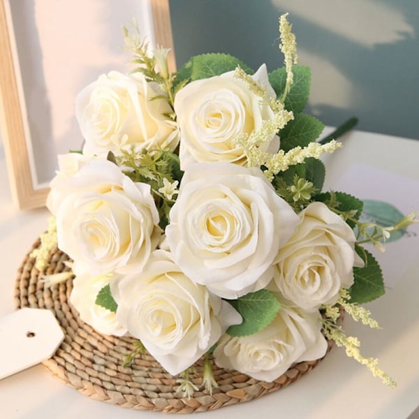 Kunstige Blå Roser Blomster Silke Roseblomstbukett Kunstige Blomster Hjemmehage Bryllupsdekorasjon Roser Champagne