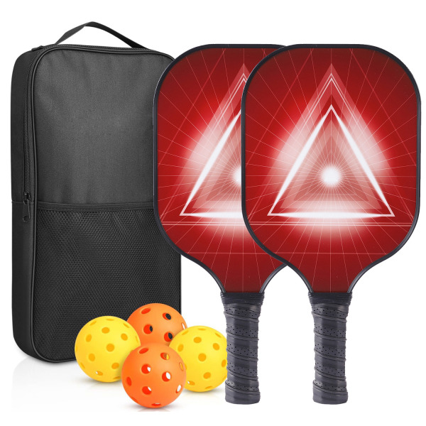 Pickleball Paddles Racket Set, 2 glasfiber Pickleball Paddlar med 4 bollar, 1 väska för inomhussport utomhus, vuxna, nybörjare och proffs 14