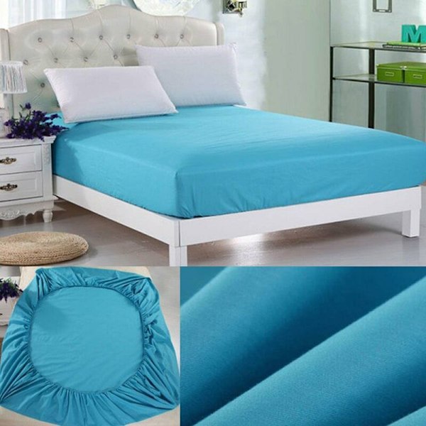 Lagen med elastik til 25 cm dyb madras - Enkelt, Dobbelt, King og Super King Size, Blå, 180 x 200cm-Fei Yu