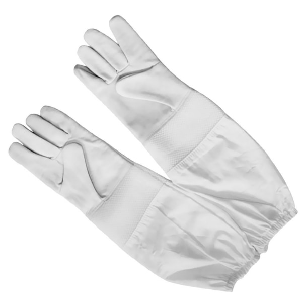 Biodlare i premium getskinnsläder ，skogsbiodling ，handske med vit öppning Lång canvasärm med elastisk manschett S