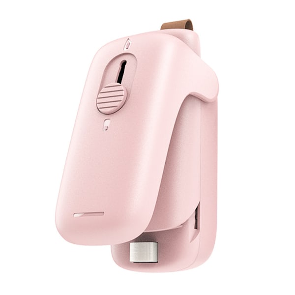 Mini påssvets med skärare, handhållen termisk vakuumsvets - Bärbar 2-i-1 för matförvaring, snacks färskhållning (batterier ingår ej) Pink