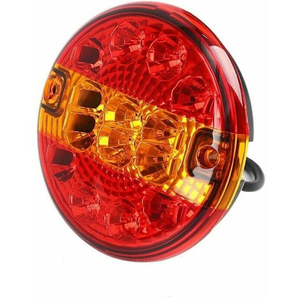 2 stk. 12/24V LED-baglygter til trailer Rund belysning Hamburg til lastbil campingvogn (rød & gul, rund)