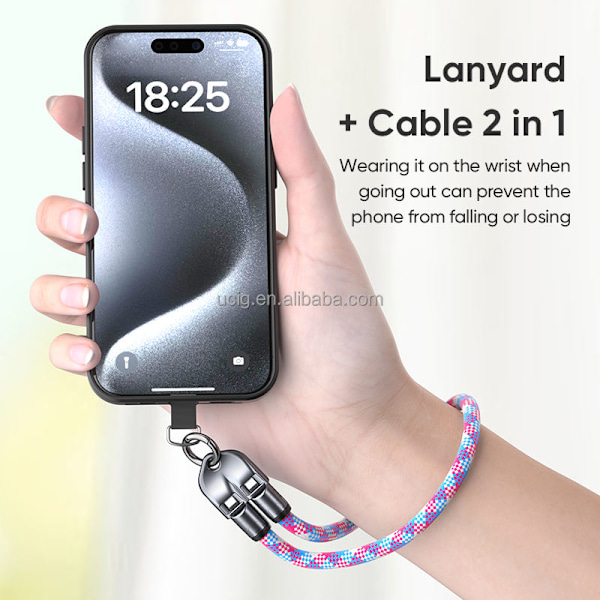 Ny mobiltelefon lanyard datakabel Type-C till USB-C 240W 0.3m snabbladdande halsband bärbar datakabel