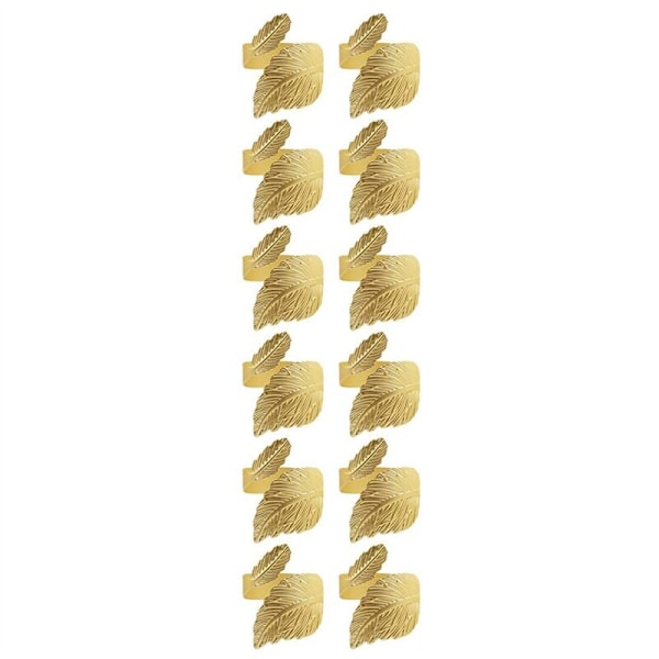 Bladformede Servietringe til Fest, Bryllup, Familie, Formelle Lejligheder, Dekoration (12 Sæt) (Guld)