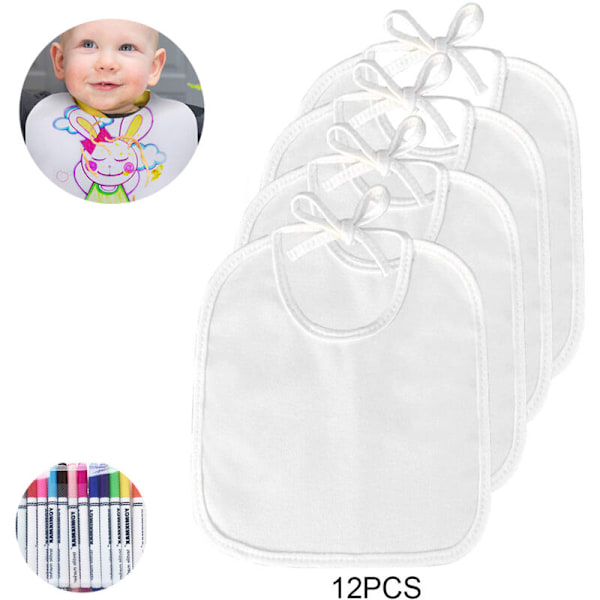 Hvit Triangel Babyhaklapp for Maling Perfekt for Dekorering og Mal Selv Perfekt for Babyshower