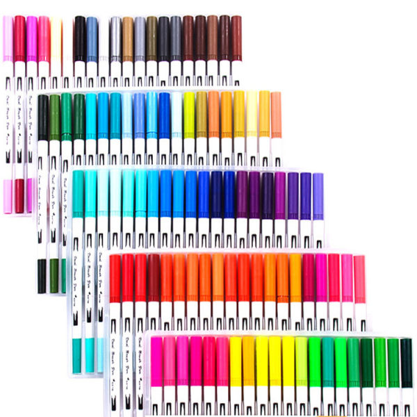 Dubbla akvarellpennor 100 färger för barnkonst graffiti färgpennor studio tvättbar målarpenna set 72 colors