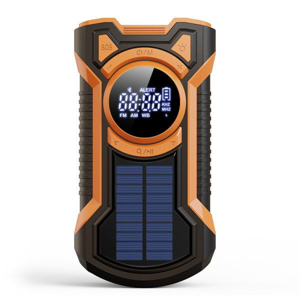 Vattentät håndvevad nödradio multifunktionel solar bluetooth-högtalare bærebar stridsberedskapsradio orange