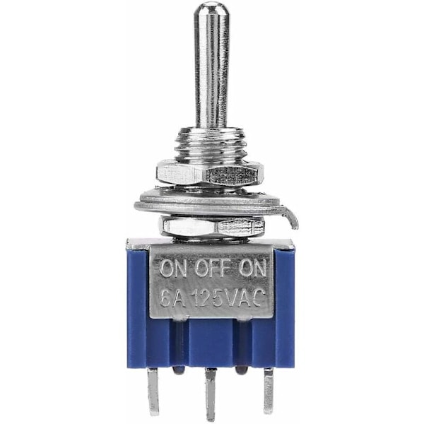 10 stk Mini Vippebryter PÅ-AV-PÅ SPDT MTS-103 3 Posisjoner 3 Stifter 6mm 6A 125VAC