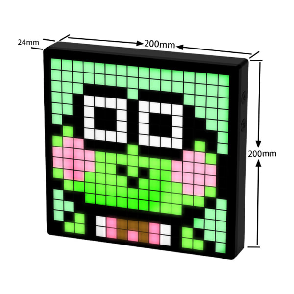 LED Pixel Display, 16x16 programmerbar Pixel Art Display med APP kontrol, kreative animationer, sjov tekst og digitalt ur, gaming tilbehør f Pixel 16x16