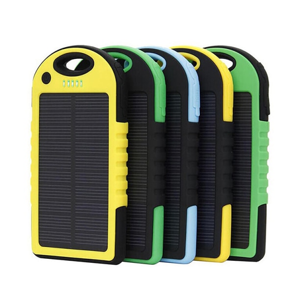 5000mAh Solar Power Bank Bärbar reservladdare Externt batteri Dubbel USB för iPhone Android MP4 PSP iPad yellow