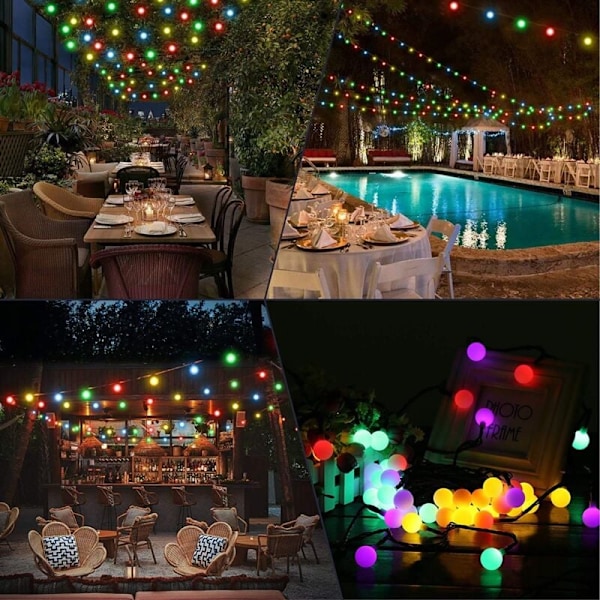 Solcellelampe Garland, 50 LED 7M med 8 stilige belysningsmoduser, lysdekorasjon for hage, terrasse, juletre, fest