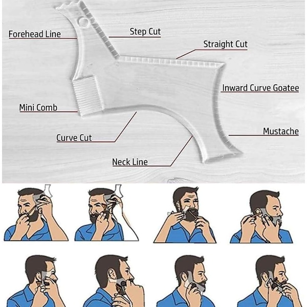 Beard Shaping Tool, Beard Template Shaping Tool och Beard Lineup Guide