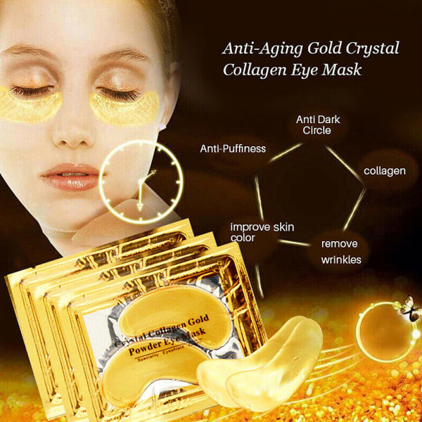 Under Eye Patches (30 Par) - Golden Under Eye Mask Collagen, Under Eye Mask til ansigt, mørke rande og hævelser, skønhed og personlig pleje