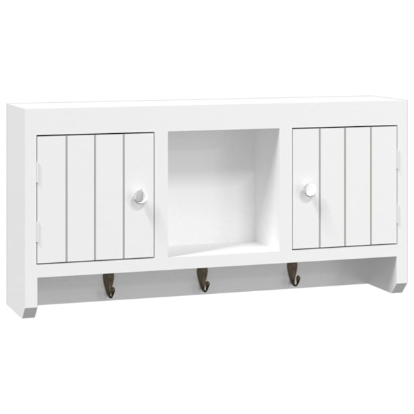 vidaXL Avainkotelo valkoinen 40x8,5x20 cm, valmistettu puusta ja teräksestä 2550 Vit