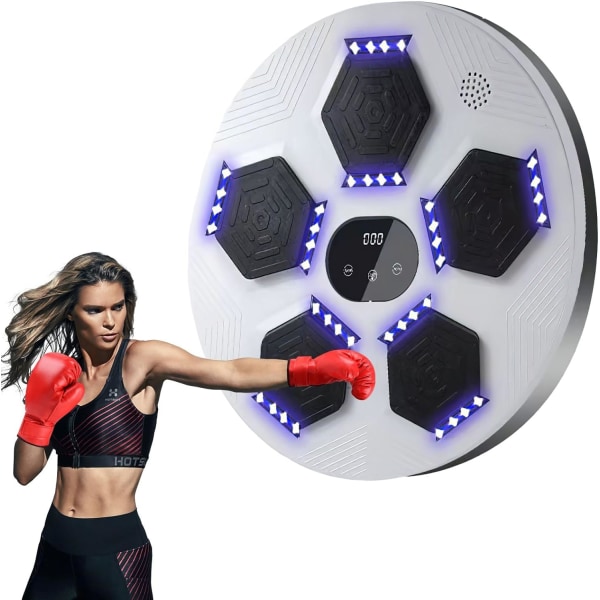 Musiikkinyrkkeilykone - Älykäs musiikkinyrkkeilykone ei sisälly hansikkaisiin, nyrkkeilykone seinään kiinnitetty LED-valolla, Bluetooth, sisämusiikki B grå