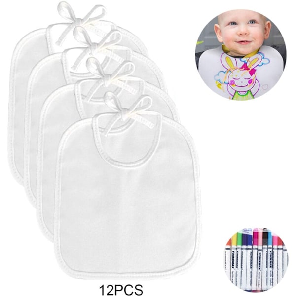 Hvit Triangel Babyhaklapp for Maling Perfekt for Dekorering og Mal Selv Perfekt for Babyshower
