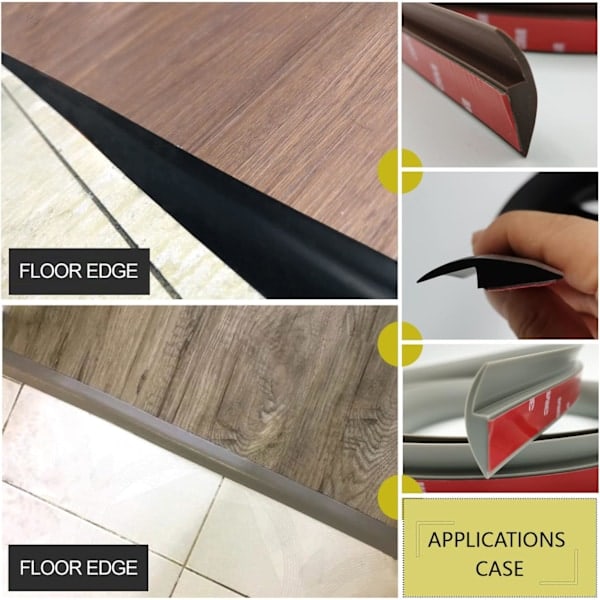 2 m itseliimautuva PVC-vinyylilattialista, kynnyslistat, siirtymäprofiilit, maton reunalista, ovilista, 3 mm musta