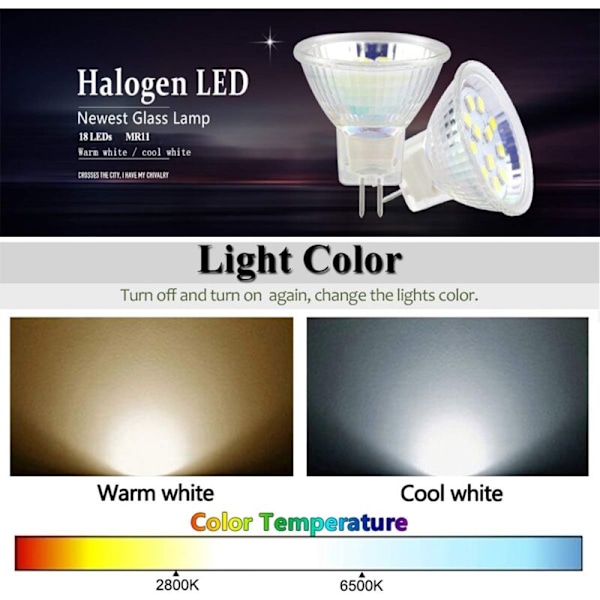 6 kpl MR11 LED-lamppuja GU4 kohdevalolamppuja 3W 18LED halogeenilamppuja 20W ei-himmennettävä vastaava 12V AC/DC LED-lamppuja kotiin maisemavalaisimiin (V