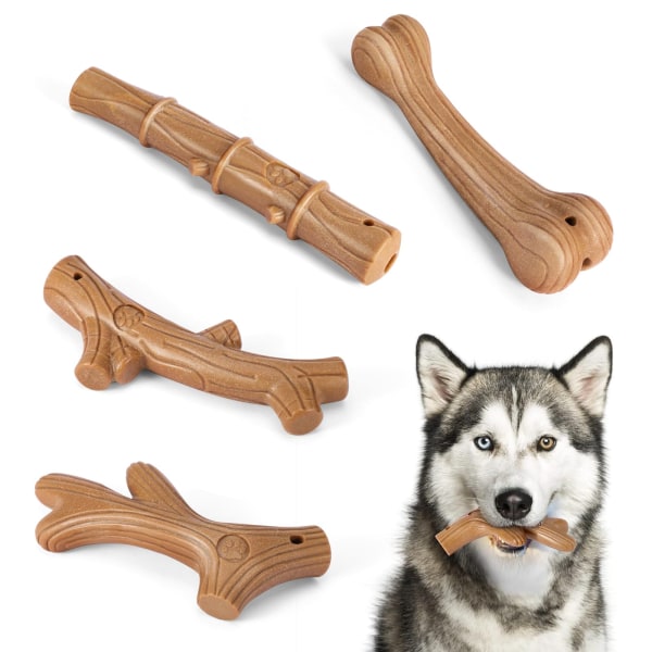 Slitstark hundtuggleksak: Tuff leksak för aggressiva tuggare, tandrengöring, interaktiv lek - perfekt present till hundar av alla storlekar Deer antler 18 x bone 16cm