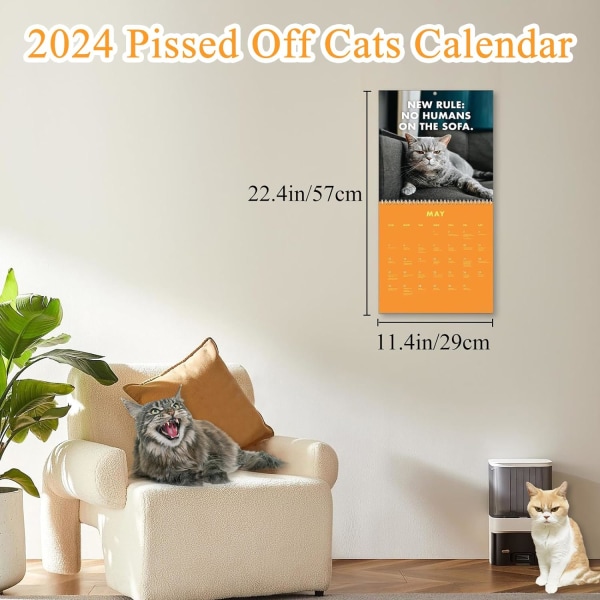 Angry Cat Calendar 2024, Funny Cat Wall Calendar Familj Månadsplanerare Kalender Att göra Lista Planeringskalender Nyårspresent till vänner och familj