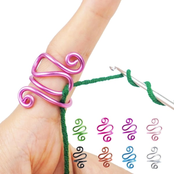 Handgjorda virkade ringar, justerbar virkad spänningsring för stickning och virkning, virkpresent till stickälskare - storlek 7-11 green 3pcs