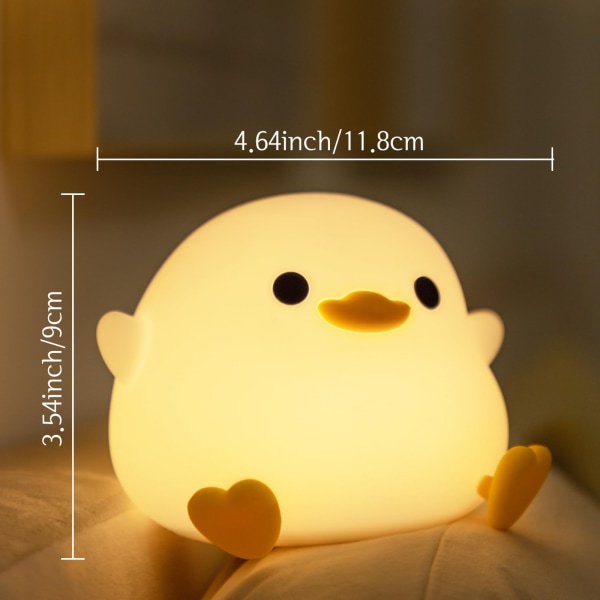 Dodo Duck LED nattlampa - söt silikonankalampa för sovrum, vardagsrum - uppladdningsbar, peksensor sängbordslampa white