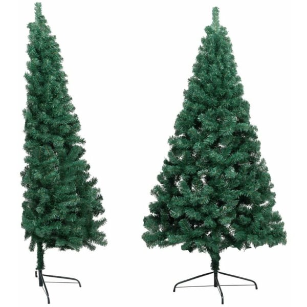 Halvt kunstigt juletræ med fod Grøn 180 cm PVC