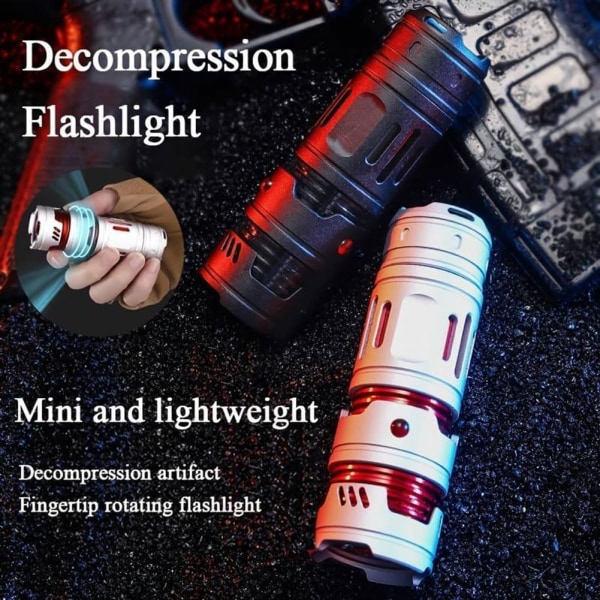 Mini Spiral dekompression multifunktionell ljus ficklampa, multifunktionell vattentät uppladdningsbar ficklampa, ljus ficklampa Black