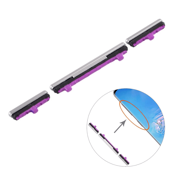 Volume Button and Power Button Replacement Set for Samsung Galaxy S10 Silver