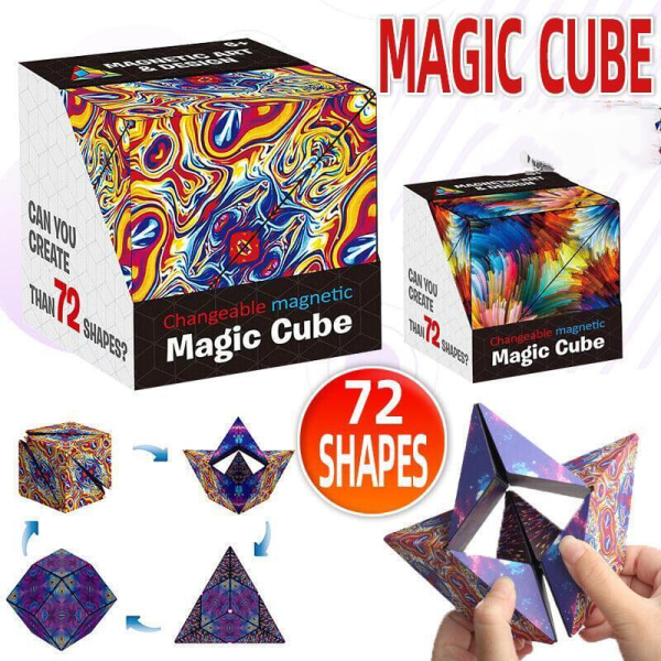 Variation Utbytbar Magnetic Magic Cube 3D Hand Flip Pussel Anti Stress Leksaker Present Brun cirkelfärg