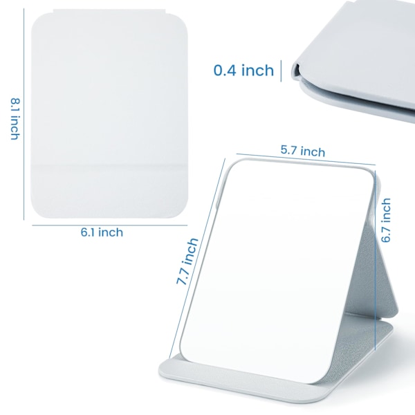 20x15cm Portabel Fällbar Spegel, Super HD Kompakt Sminkspegel, Vit PU Läder Resespegel, Fristående Toalettbordsspegel, Fällbar Bordsmodell Vit 15*20 White
