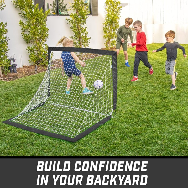 GoSports Team Tone 4 fot x 3 fot Portable Soccer Goal for Kids - Pop Up Net for Backyard Coral color