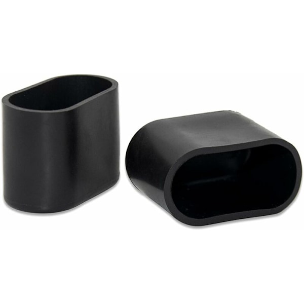 100-pack Mjuka Ovala PVC-ändstycken för Stolar, Bord, Möbelben 15 x 30 mm (19/32\" x 1-3/16\"), Svart