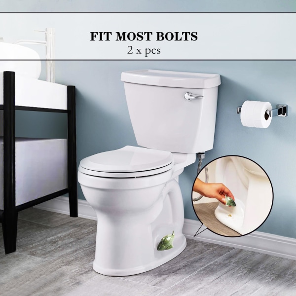 Toalettbultar, dekorativa toalettbultar, keramiska söta grodskydd Toalettbultar Badrumsinredning Enkel installation Set med 2 A