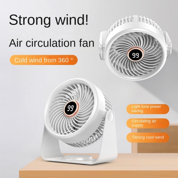 6-tums luftcirkulationsfläkt med 90-graders tilthuvud och 5 hastighetsinställningar, 5 watt, ultratyst (36 dB) A