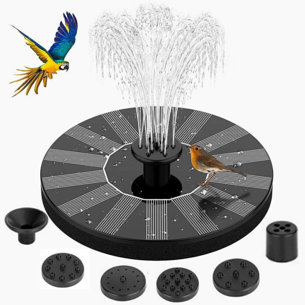 Solar Bird Bath Fountain Pump, fristående flytande soldriven vattenfontänpump för fågelbad, trädgård, damm, pool, utomhus 16 cm