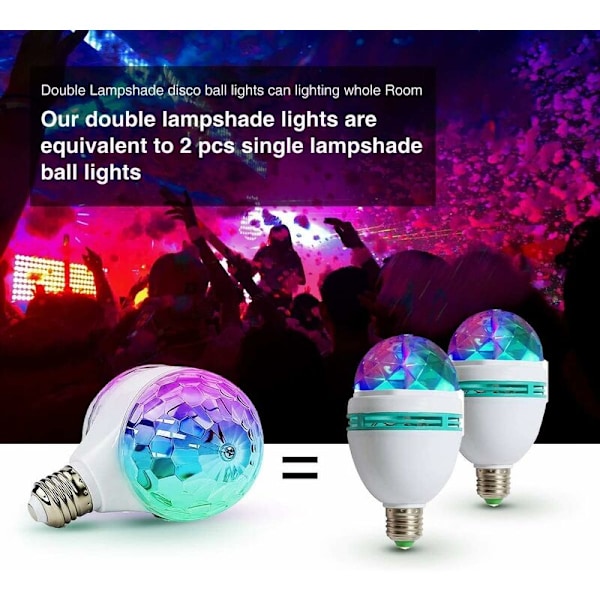 Scenebelysning, E27 RGB LED Disco Scenebelysning Kugle Lys 2 Roterende Hoveder Fest Effektlampe Fairy Lights RGB LED Scenebelysning (220V)