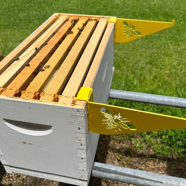 Beehive ramhållare set - rostfritt stål inspektionsfäste och abborre för biodlingstillbehör Yellow 2pcs