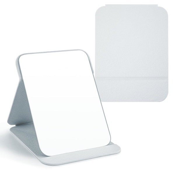 16x11cm Portabel Fällbar Spegel, Ultra HD Kompakt Sminkspegel, Vit PU Läder Rese, Fristående Sminkbord, Bordsskiva Vikbar Vit 16*11 White