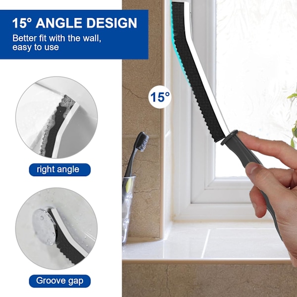 Tile & Grout Brush, Bathroom Scrubber Brush Long Handle for Tight Grout Seams, Small Cleaning Brush Set (3 Pack) 3pc