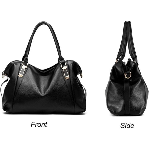 Kvinnor Handväska Messenger Bag, Damer Stor kapacitet Mjuk konstläder Axelväskor med övre handtag Cross-body väskor Svart