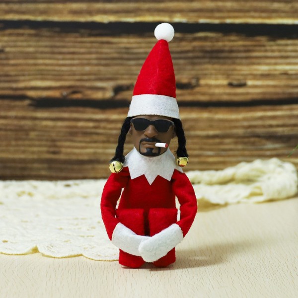 Snoop on a Stoop Elf , 1 STK 24cm Elf on The Shelf Docka, Hip Hop Elf Doll Plyschleksak till påsk Elf Ornament Heminredning Julklapp 4
