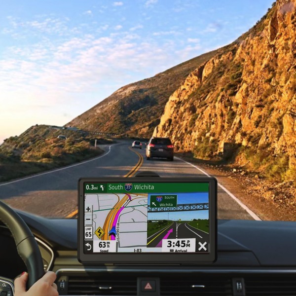GPS-navigator för bil, senaste 2024-karta 7-tums pekskärm bil-GPS, röstvägledning för svängriktning, stödhastighet och varning för rött ljus