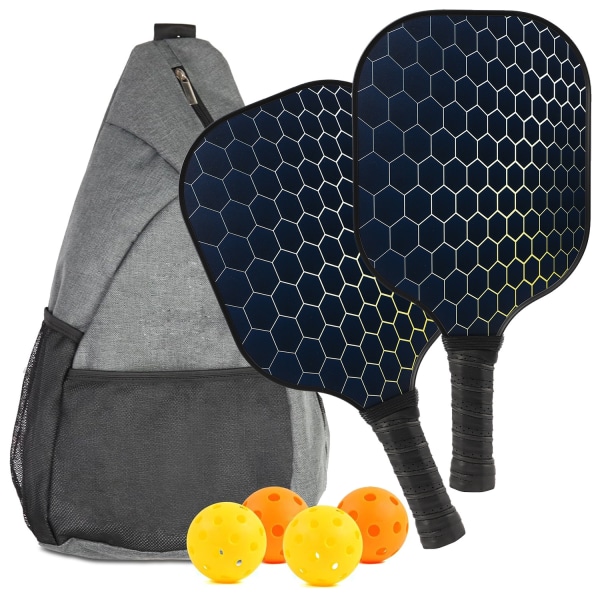 Pickleball Paddles Racket Set, 2 glasfiber Pickleball Paddlar med 4 bollar, 1 väska för inomhussport utomhus, vuxna, nybörjare och proffs 12