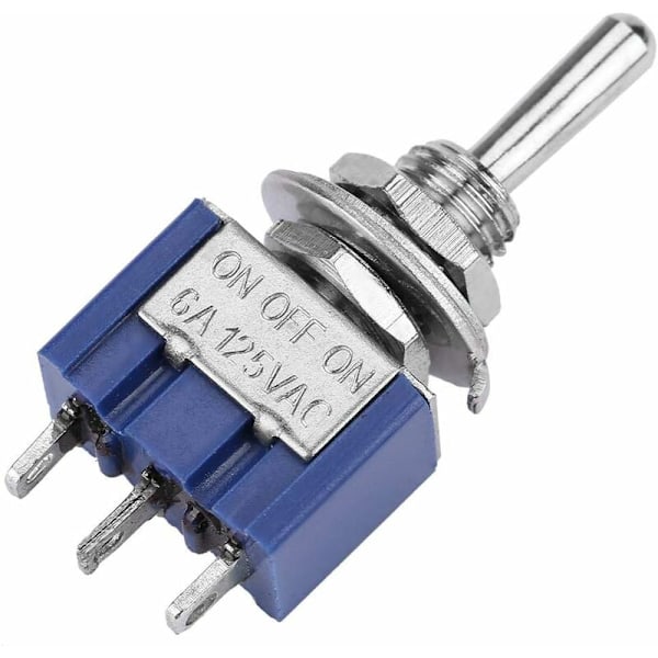 10 stk Mini Vippebryter PÅ-AV-PÅ SPDT MTS-103 3 Posisjoner 3 Stifter 6mm 6A 125VAC