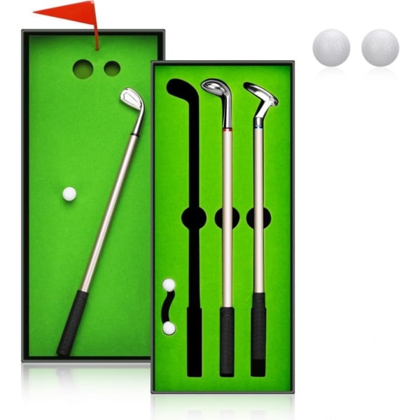 Golfpennesæt, nyhed Golfklub Kuglepen Golfspillere Gaveæskesæt Sjove fødselsdagsgolfgaver til mænd Kvinder Børn Golfspillere Desktop Decoration 1 set